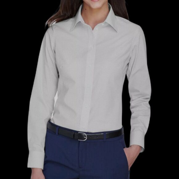 Devon & Jones Ladies' Crown Woven Collection Gingham Check 3X (Silver) D640W - Picture 1 of 10